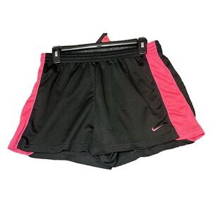 Nike Shorts Womens Size Medium Black Pink Side Panels‎ Active Gym Elastic Waist